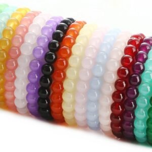 71n6LywtshL._AC_SL1500 18Pcs 8mm Beaded Stretch Bracelet Handmade Round Glass Bracelet for Women Multicolor Matte Beads Elastic Bracelet