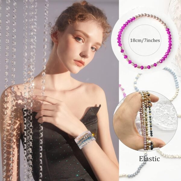27-28Pcs Delicate Boho Beaded Bracelet Multi Layer Versatile Statement Bracelets Stackable stretch Cuff Sparkly Glass Crystal Beads bracelets