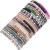 27-28Pcs Delicate Boho Beaded Bracelet Multi Layer Versatile Statement Bracelets Stackable stretch Cuff Sparkly Glass Crystal Beads bracelets