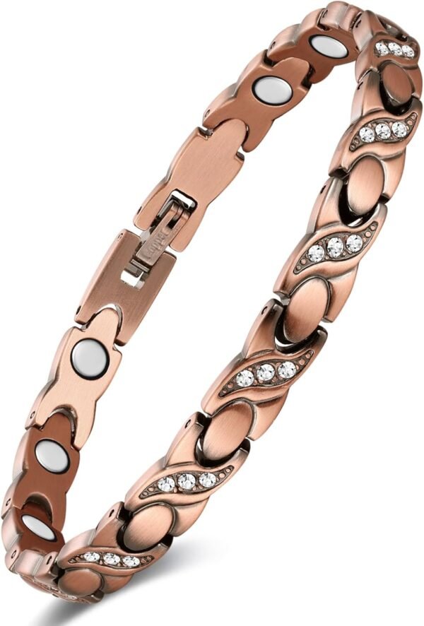 Copper Bracelets for Women, 99.99% Pure Copper Magnetic Bracelets with Effective Neodymium Magnets, Adjustable Jewelry Gift with Sizing Tool