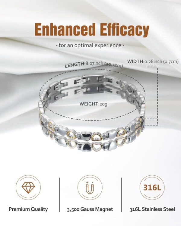 Ultra Strength Magnetic Bracelet for Women, Women's Effective Titanium Steel Magnetic Bracelet with 3500 Gauss Magnets, Jewelry Gift with Sizing Tool