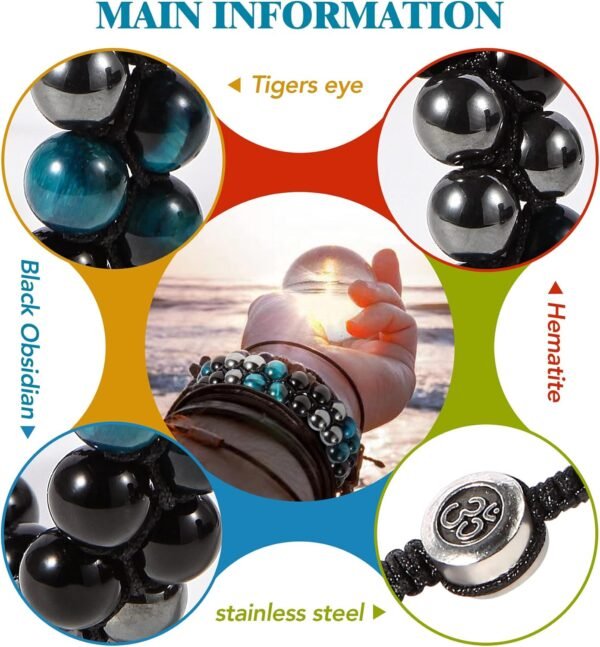 Triple Protection Bracelet - for Protect & Balance - Energy Crystal Handmade Bracelets for Men Women