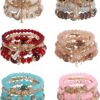 Bohemian Boho Stackable Bracelets for Women Set, Girls Stretch Multilayer Stack Beads Colorful Beaded Charm Bracelets Girl Handmade Jewelry