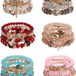 71uL1iSHmKL._AC_SL1500_6786a897-99d2-4770-b414-daf46394f3f1 Bohemian Boho Stackable Bracelets for Women Set, Girls Stretch Multilayer Stack Beads Colorful Beaded Charm Bracelets Girl Handmade Jewelry