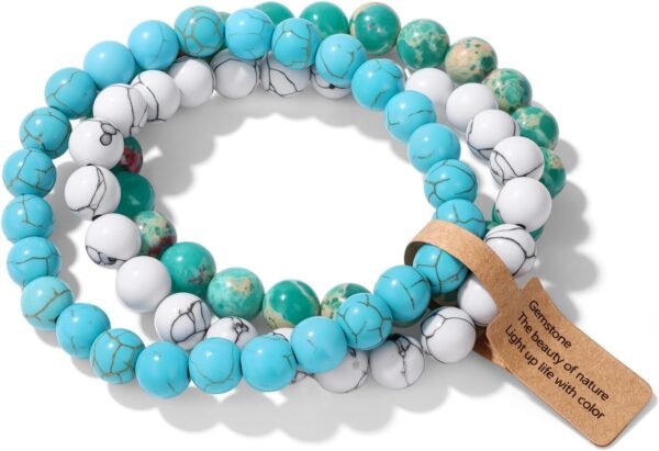 3 PCS Healing Crystal Bracelets for Women 8mm Natural Stone Beaded Stretch Bracelet Amethyst Jewelry Gifts