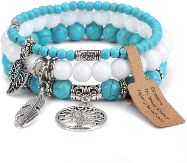 3 PCS Healing Crystal Bracelets for Women 8mm Natural Stone Beaded Stretch Bracelet Amethyst Jewelry Gifts