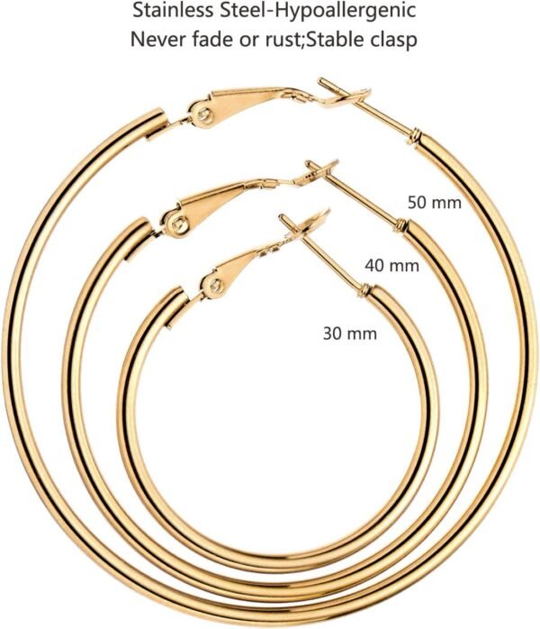 6/8 Pairs Gold Silver Plated Hoop Earrings for Women, Hypoallergenic Stainless Steel Gold Hoops Silver Hoop Earrings Set, Lightweight Large Small Hoops Women Earrings Loop Earrings Set