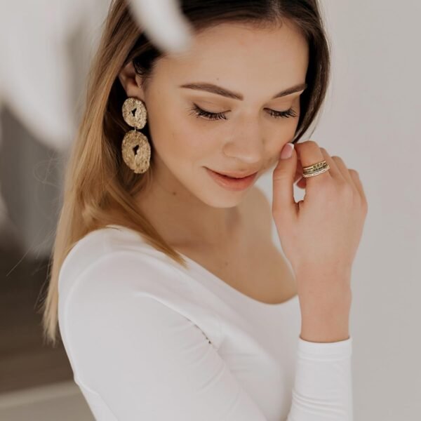 Gold Rings for Women Non Tarnish Dainty Stackable Rings Trendy Eternity Promise CZ Peridot Ring Set Waterproof Gold Jewelry for Women Size 5-10