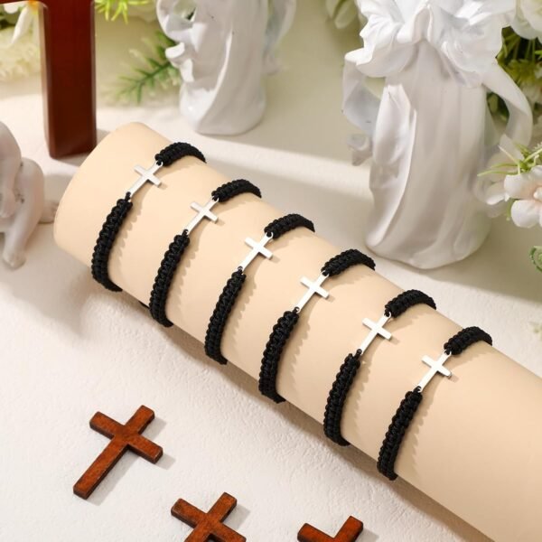 Cross Friendship Bracelet Adjustable Braided Rope Jesus Christian Cross Bracelets Matching Couple String Lucky Strand BFF Wristband for Women Men Boy Girls Easter Baptism