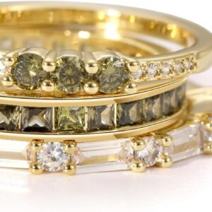 71wgoVprPWL._AC_SL1500 Gold Rings for Women Non Tarnish Dainty Stackable Rings Trendy Eternity Promise CZ Peridot Ring Set Waterproof Gold Jewelry for Women Size 5-10