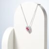 Womens Sterling Silver Created Ruby and White Sapphire Double Heart Pendant Necklace, 18"