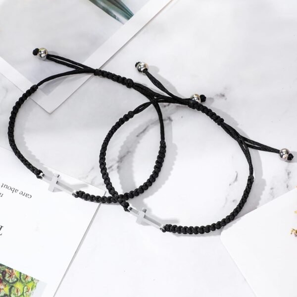 Cross Friendship Bracelet Adjustable Braided Rope Jesus Christian Cross Bracelets Matching Couple String Lucky Strand BFF Wristband for Women Men Boy Girls Easter Baptism