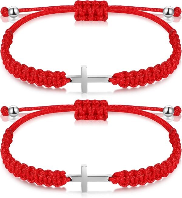 Cross Friendship Bracelet Adjustable Braided Rope Jesus Christian Cross Bracelets Matching Couple String Lucky Strand BFF Wristband for Women Men Boy Girls Easter Baptism
