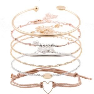 Layered Bracelet Set Assorted Beaded Bracelet Multiple Stackable Wrap Bangle Jewelry Adjustable