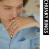 10PCS Gold Dome Chunky Rings for Women 18K Gold Plated Braided Twisted Round Signet Rings Adjustable Open Ring Band Statement Jewelry Size 7-9