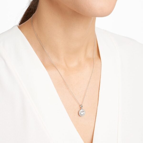 Womens Sterling Silver Cubic Zirconia Halo Pendant Necklace and Stud Earrings Jewelry Set