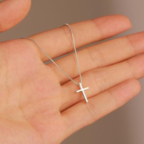 925 Sterling Silver Cross Necklace for Women, Tiny Religious Cross Stuffers Baptism Religious Faith Chain Pendant Necklace for Men 14K Gold Plated Cross Choker Necklace Birthday Easter Jewelry Gift