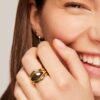 14K Gold Plated Chunky Stackable Rings Set for Women | Cubic Zirconia Bands Set | 3 Statement Rings Pack