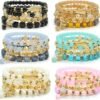 Bohemian Bracelet Sets for Women - 6 Sets Stackable Stretch Bracelets Multi-color Boho Jewelry for Women Hippie Bracelets Dainty Jewelry