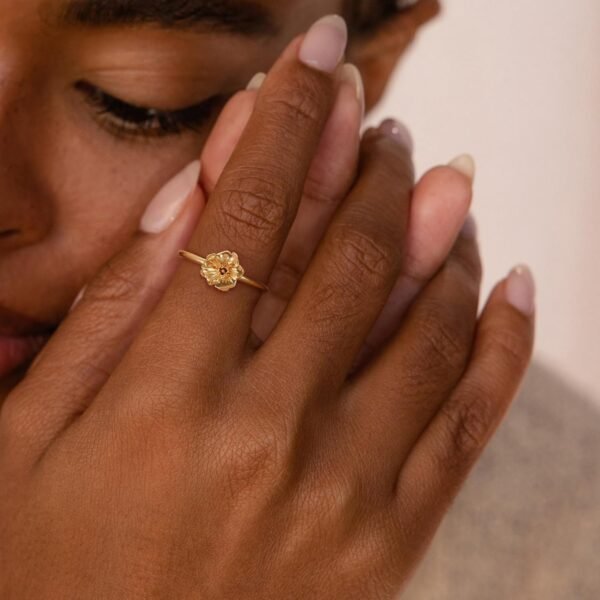 819HMwLKqZL._AC_SL1500 Birth Flower Ring for Women 14K Gold Plated Floral Minimalist Stackable Finger Jewelry Birthday Gifts