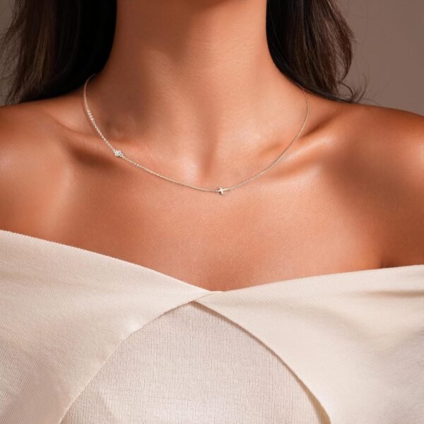 925 Sterling Silver Cross Necklace for Women Dainty CZ Horizontal Cross Pendant Necklaces Birthstone Charm Chain for Mom Sideway Crucifix Cross Faith Choker Necklace Halloween Christmas Jewelry Gifts