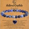 Healing Crystal Bracelet for Women, 8 mm Natural Gemstone Beaded Bracelet, Love Heart Bracelet Jewelry Gifts for Birthday Mothers Day Valentine's Day Anniversary