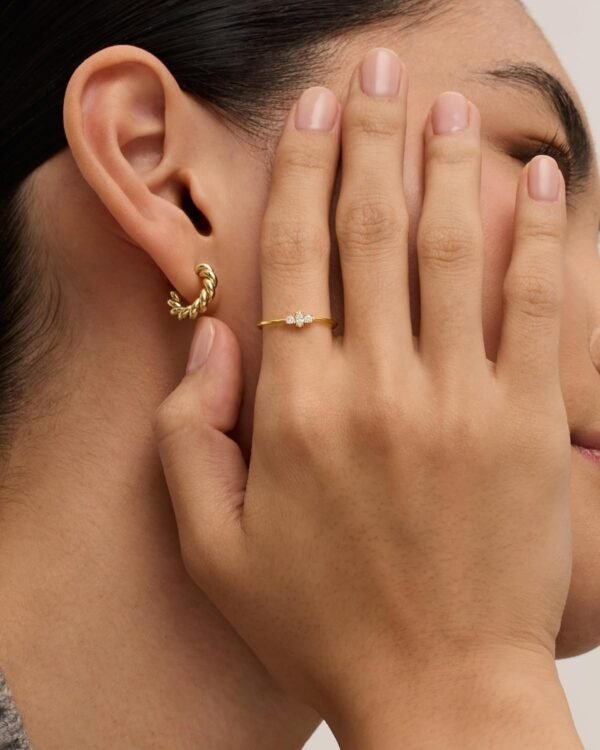 18K Gold Plated Marquise Round Mini Cubic Zirconia Stackable Rings for Women | Dainty Stacking Thin Band for Women