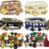 Bohemian Bracelet Sets for Women - 6 Sets Stackable Stretch Bracelets Multi-color Boho Jewelry for Women Hippie Bracelets Dainty Jewelry