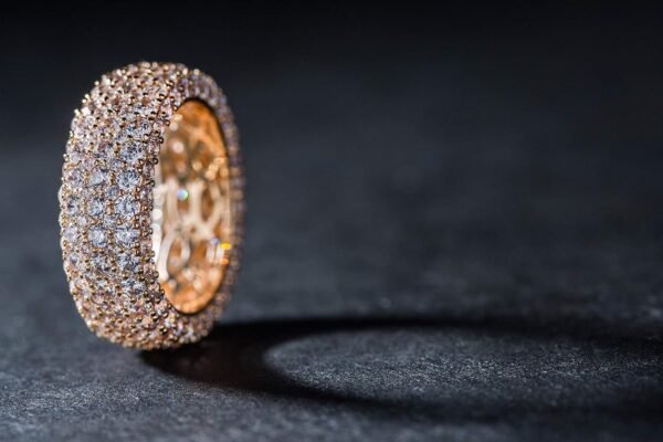 Women's Wide Eternity Ring Wedding Band - 18k White or Rose Gold Plated Wide Band Cubic Zirconia Eternity Ring