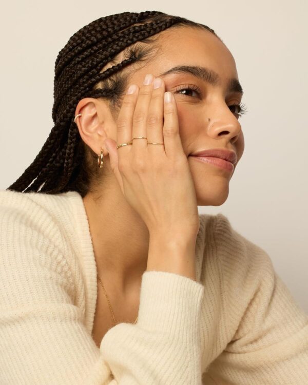 14K Gold Plated Four Pieces Thin Rings Set for Women | 4 Dainty Stacking Rings Pack | Minimalist Stackable Bands