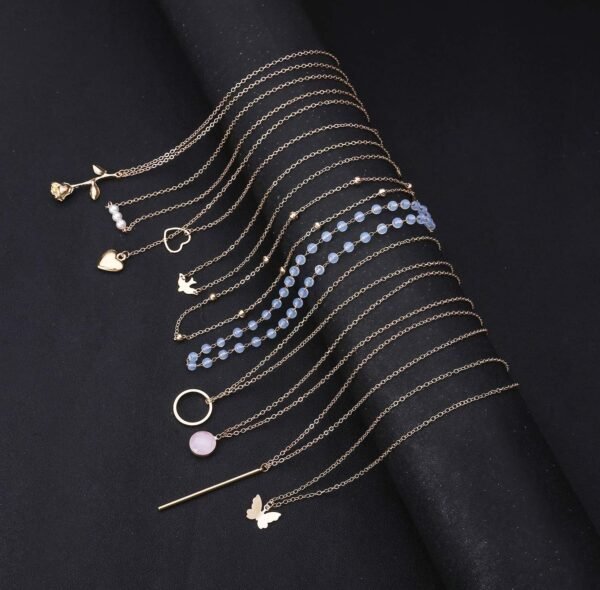 20PCS 14K Gold Plated Choker Necklaces for Women, Dainty Gold Diamond Coin Pearl Pendant Simple Chain Necklace Set Cute Gold Layered Necklaces for Women Teen Jewelry Gifts