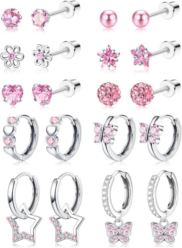 Hypoallergenic Earrings For Girls Women Surgical Stainless Steel Screw Back Earrings Set For Sensitive Ears Kids Earrings Toddler Earrings Cute Girls Earrings
