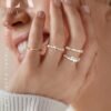 14K Gold Plated Stackable Rings for Women Non Tarnish - Dainty Cubic Zirconia Wedding Bands Ring Set Minimalist Trendy Statement Engagement Promise Thumb Rings Stacking Size 5-10