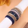 4 Sets Boho Bracelets for Women Multi-Color Layered Stackable Natural Beaded Bracelets Adjustable Stretch Bohemian Bracelets