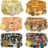 Bohemian Bracelet Sets for Women - 6 Sets Stackable Stretch Bracelets Multi-color Boho Jewelry for Women Hippie Bracelets Dainty Jewelry