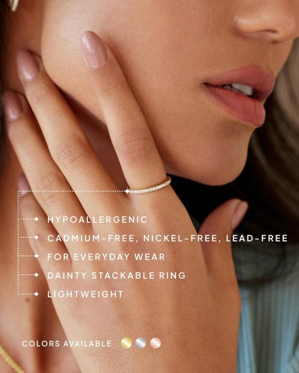 14K Gold Plated Solid 925 Sterling Silver CZ Simulated Diamond Stackable Ring Eternity Bands for Women