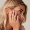 18K Gold Plated Rings Oval Cubic Zirconia Love Ring | Eternity Ring | 5mm Stackable Rings for Women | Gold Rings for Women (Vermeil - Yellow, 9)