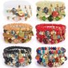 Bohemian Bracelet Sets for Women - 6 Sets Stackable Stretch Bracelets Multi-color Boho Jewelry for Women Hippie Bracelets Dainty Jewelry