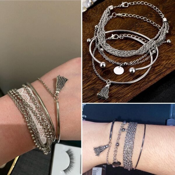 18-25 PCS(6 Pack) Boho Gold Bracelets Set for Women Stackable Chunky Dainty Bangles Adjustable Chain Flat Cuff Cuban Punk Charm Bundle Jewelry