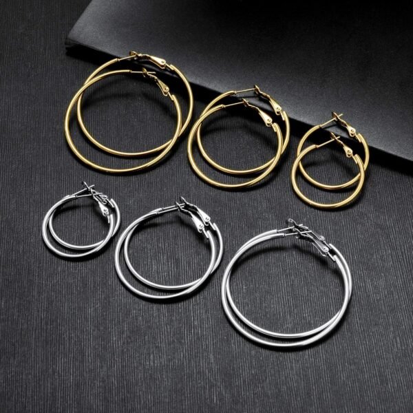 6/8 Pairs Gold Silver Plated Hoop Earrings for Women, Hypoallergenic Stainless Steel Gold Hoops Silver Hoop Earrings Set, Lightweight Large Small Hoops Women Earrings Loop Earrings Set